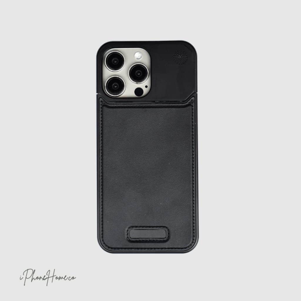 قاب چرمی فلزی Combo مشکی مناسب iPhone 16 Pro (6588)