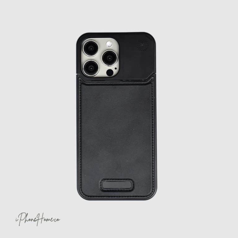 قاب چرمی فلزی Combo مشکی مناسب iPhone 16 Pro (6588)