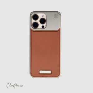 قاب چرمی فلزی Combo طوسی قهوه ای مناسب iPhone 16 Pro Max (6585)