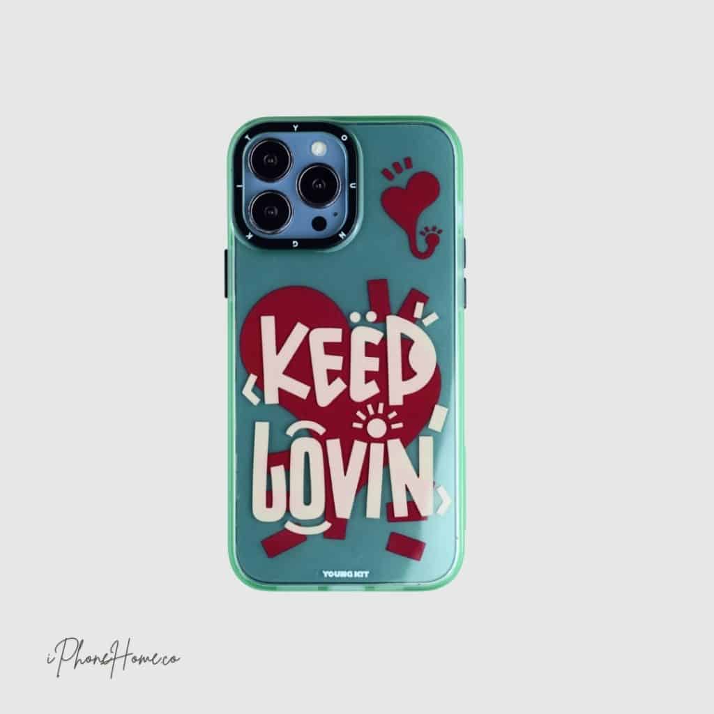 قاب یانگ کیت Keep Lovin سبز مناسب iPhone 13 Pro (6690)