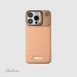 قاب چرمی فلزی اسلیکتو صحرایی مناسب iPhone 15 Pro Max (7856)